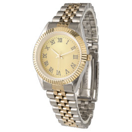 Elegante Zwei-Ton Gold- und Silber-Römische-Ziffer Armbanduhr