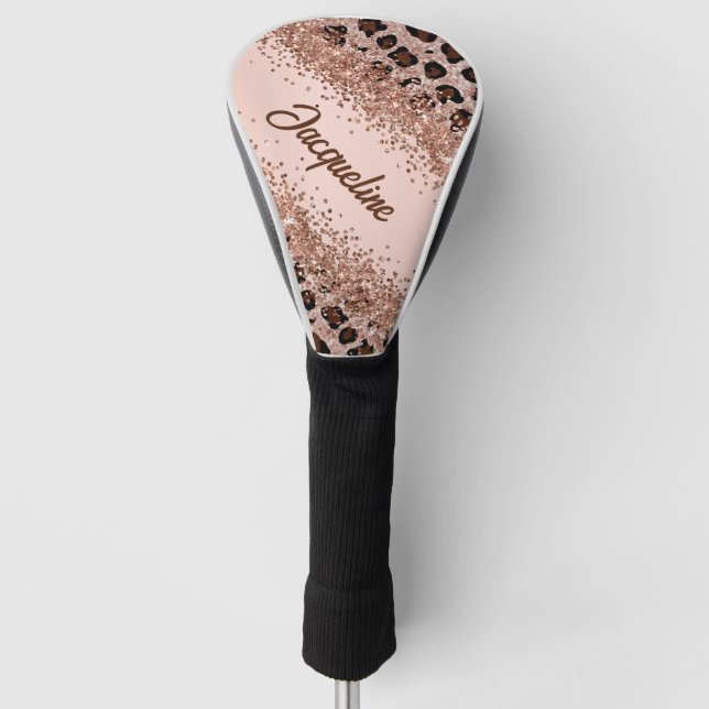 Elegante Zwei Tone Mocha Leopard Print Golf Headcover (Vorderseite)