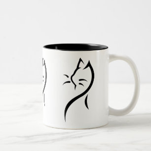 Elegante zweifarbige Keramiktasse mit Katze Tasse