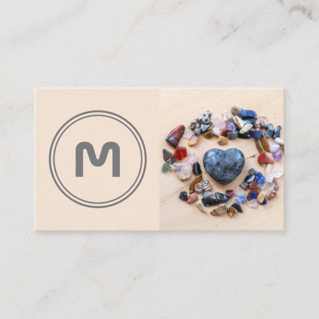 Elegante, zweifarbige Kristallgemälde in Monogramm Visitenkarte (Vorderseite)