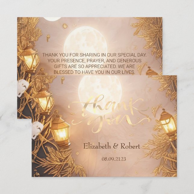 Elegante Zweige Rustikale Laterne Dankeskarte (Vorne/Hinten)