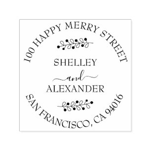 Elegante Zweigstelle mit zwei Namen Rücksendeadres Permastempel