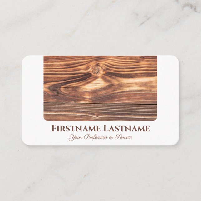 Eleganter 100% natürlicher Bio Holzstil Visitenkarte (Vorderseite)