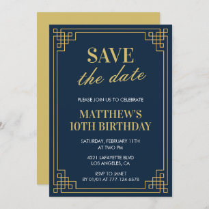 Eleganter 10. Geburtstag - Männer Save the Date Einladung