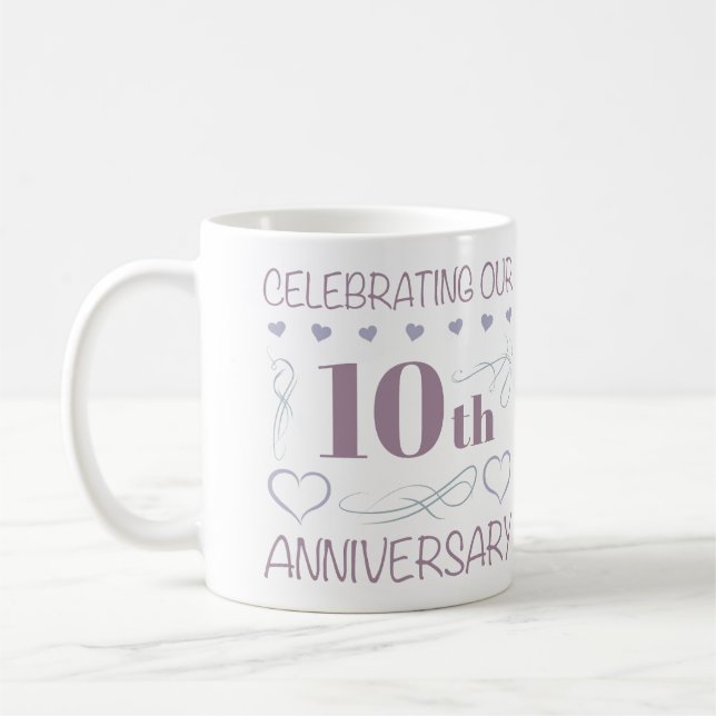 Eleganter 10. Hochzeitstag Lavendel Kaffeetasse (Links)