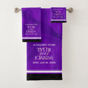 Eleganter 12. Silk Wedding Jubiläum Badhandtuch Set