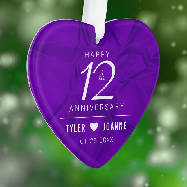 Eleganter 12. Silk Wedding Jubiläum Ornament (Elegant 12th Silk Wedding Anniversary Acrylic Ornament Cover Photo.)