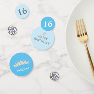 Eleganter 16. Geburtstag auf Hellblau Konfetti