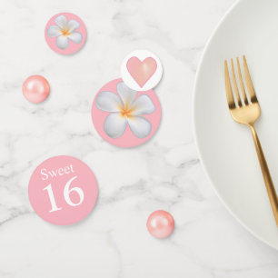 Eleganter 16. Geburtstag & Plumerienblüten auf Ros Konfetti