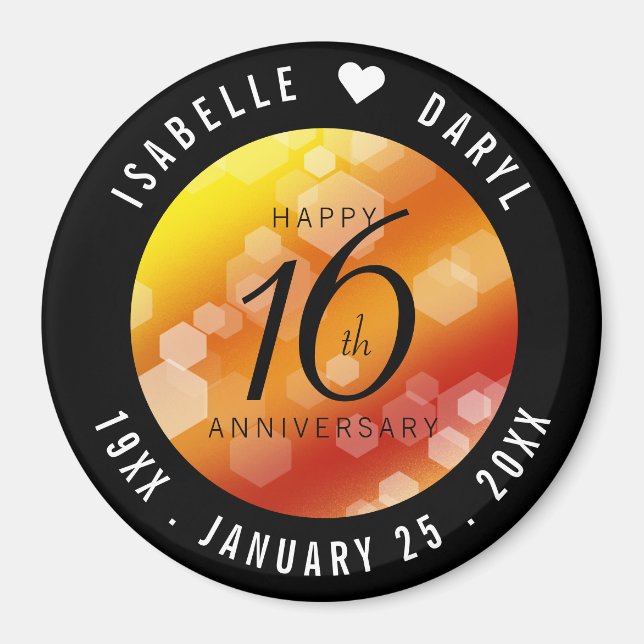 Eleganter 16. Goldener Topaz Hochzeitsmann Magnet (Vorne)