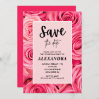 Eleganter 1. Geburtstag Floral Rose Save the Date