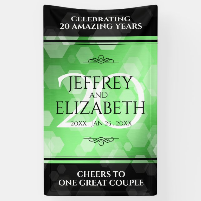 Eleganter 20. Smaragdgrüner Hochzeitstag Banner (Vertikal)