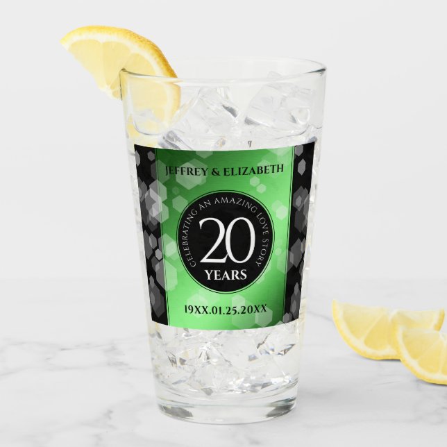 Eleganter 20. Smaragdgrüner Hochzeitstag Glas (Vorderseite Ice)