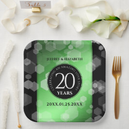 Eleganter 20. Smaragdgrüner Hochzeitstag Pappteller