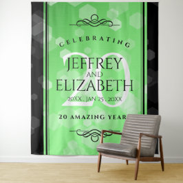 Eleganter 20. Smaragdgrüner Hochzeitstag Wandteppich