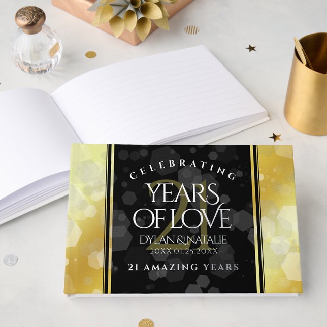 Eleganter 21. Geburtstag der Brass-Hochzeit Gästebuch (Elegant 21st Brass Wedding Anniversary Foil Guest Book Cover Photo)