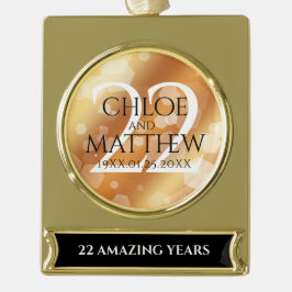 Eleganter 22. Geburtstag der Kupferhochzeit Banner-Ornament Gold