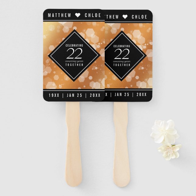 Eleganter 22. Geburtstag der Kupferhochzeit Fächer (Vorne und Hinten)