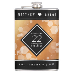 Eleganter 22. Geburtstag der Kupferhochzeit Flachmann