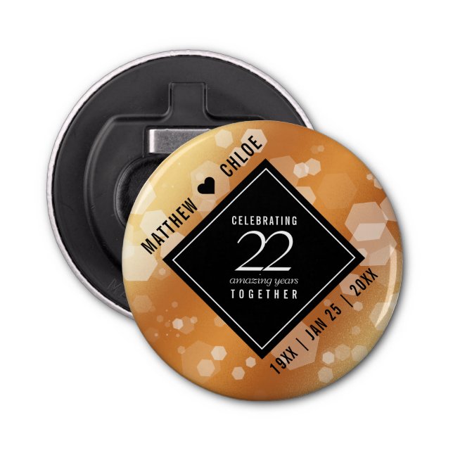 Eleganter 22. Geburtstag der Kupferhochzeit Flaschenöffner (Vorderseite)