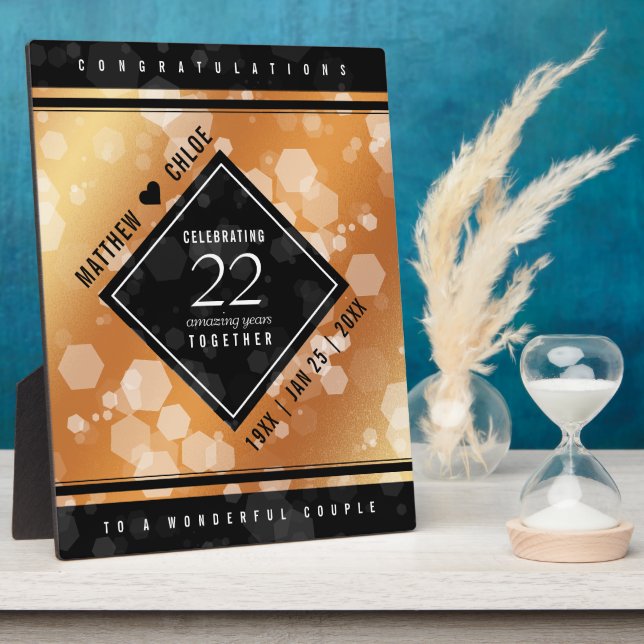 Eleganter 22. Geburtstag der Kupferhochzeit Fotoplatte (Seite)