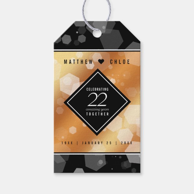 Eleganter 22. Geburtstag der Kupferhochzeit Geschenkanhänger (Vorderseite)