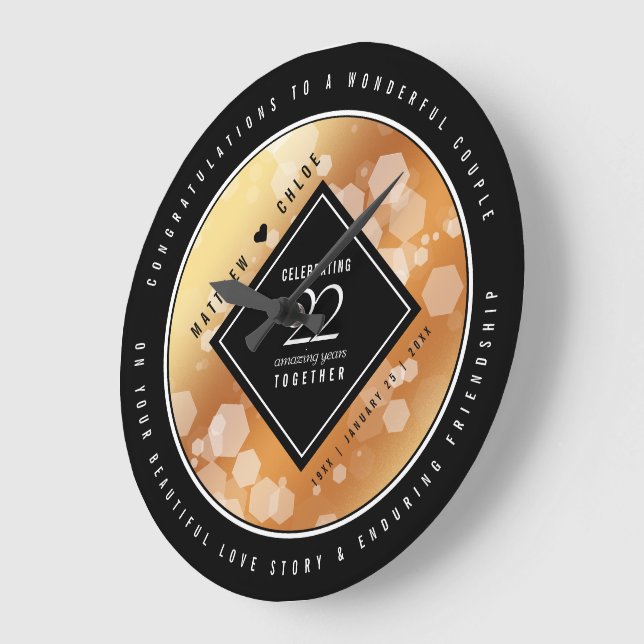 Eleganter 22. Geburtstag der Kupferhochzeit Große Wanduhr (Winkel)