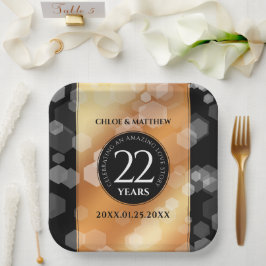 Eleganter 22. Geburtstag der Kupferhochzeit Pappteller