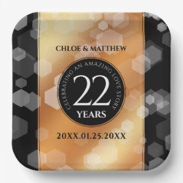 Eleganter 22. Geburtstag der Kupferhochzeit Pappteller