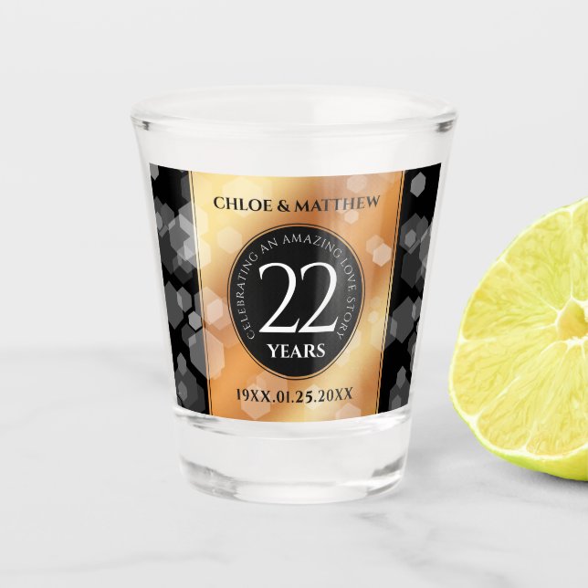 Eleganter 22. Geburtstag der Kupferhochzeit Schnapsglas (Vorderseite)