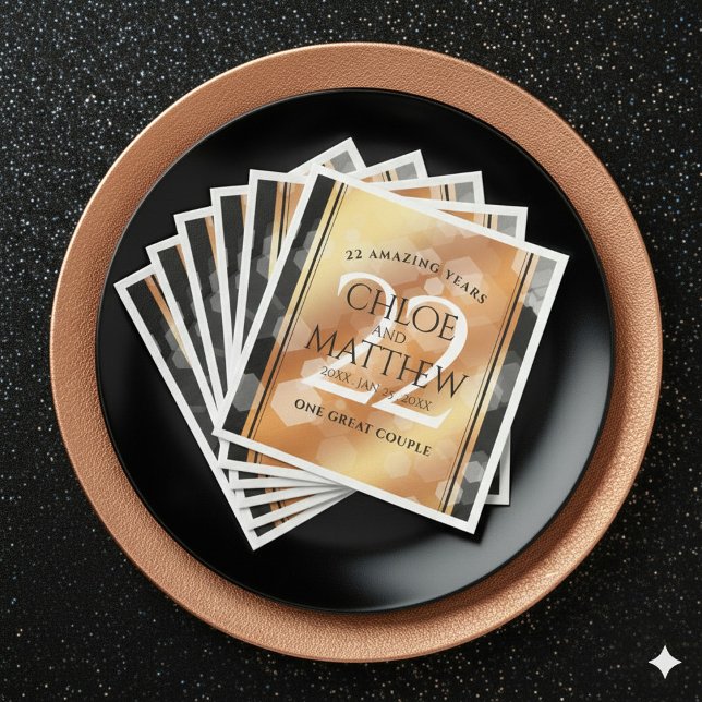 Eleganter 22. Geburtstag der Kupferhochzeit Serviette (Elegant 22nd Copper Wedding Anniversary Napkins Cover Photo)