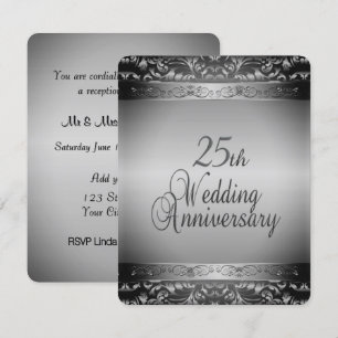 Eleganter 25. Hochzeitstag Einladung