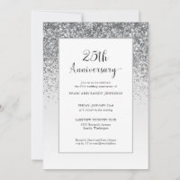 Eleganter 25. Silberner Glitzer Hochzeitstag