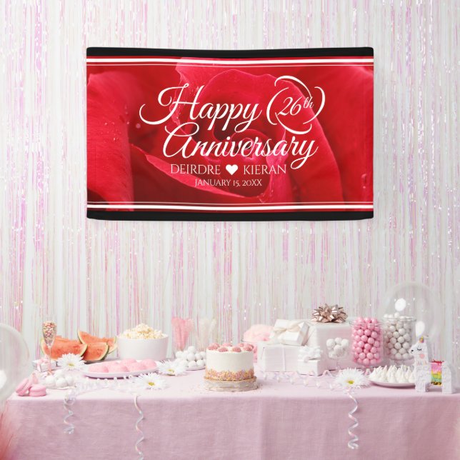 Eleganter 26. Rose Hochzeitstag Banner (Party)
