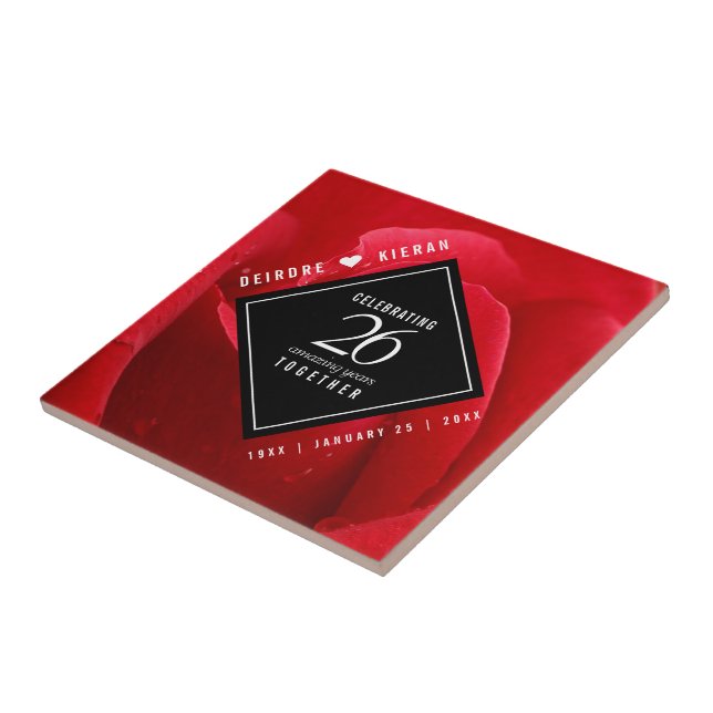 Eleganter 26. Rose Hochzeitstag Fliese (Seite)