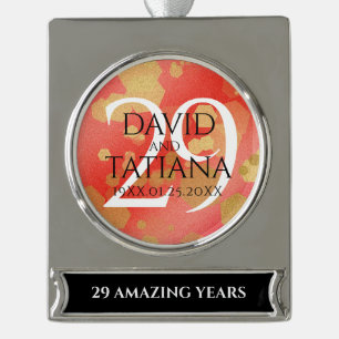 Eleganter 29. Garnet Hochzeitstag Banner-Ornament Silber