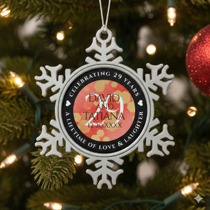 Eleganter 29. Garnet Hochzeitstag Schneeflocken Zinn-Ornament