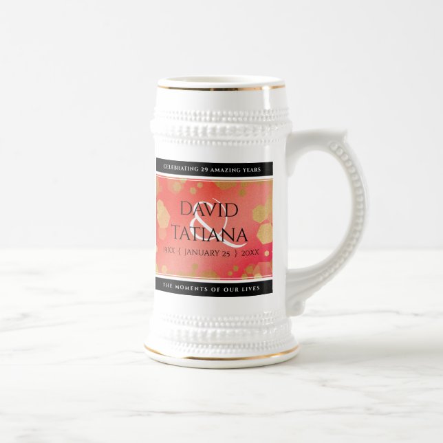 Eleganter 29. Hochzeitsjubiläum von Garnet Bierglas (Rechts)