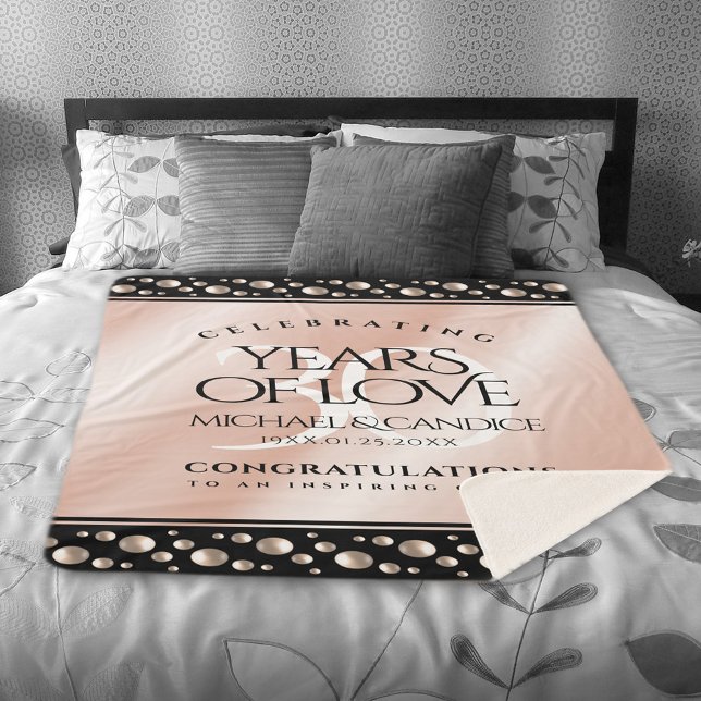 Eleganter 30. Geburtstag der Perlen Sherpadecke (Elegant 30th Pearl Wedding Anniversary Sherpa Fleece Blanket Cover Photo.)
