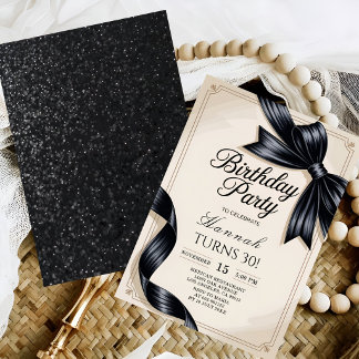 Eleganter 30. Geburtstag in Schwarz-Weiß Einladung