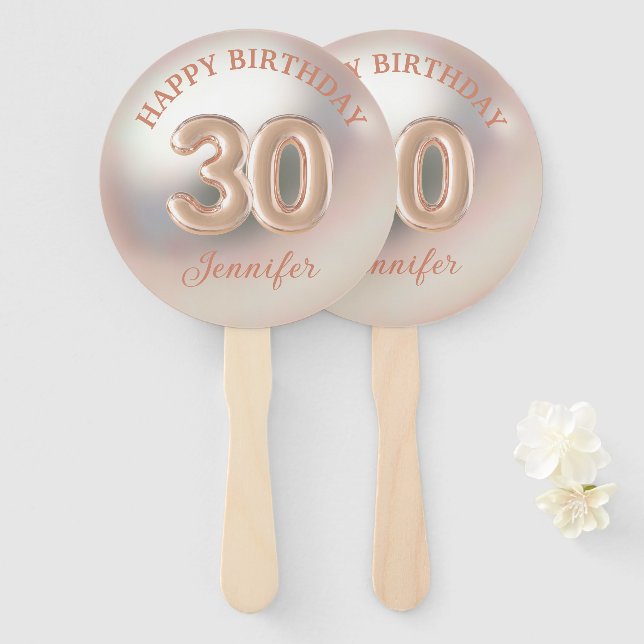 eleganter 30. Geburtstag Rose Gold Luxus Fächer (Vorne und Hinten)