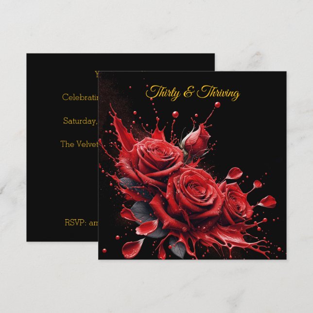 Eleganter 30. Geburtstag - Rose in Bloom Einladung (Vorne/Hinten)