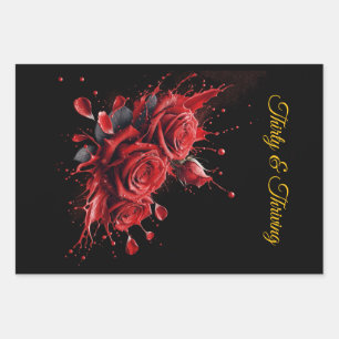 Eleganter 30. Geburtstag - Rose in Bloom Geschenkpapier Set