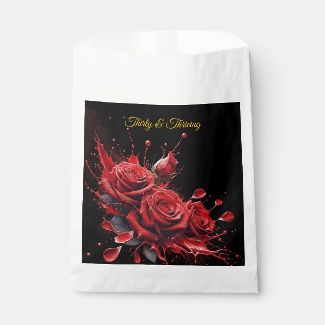 Eleganter 30. Geburtstag - Rose in Bloom Geschenktütchen (Vorderseite)
