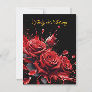 Eleganter 30. Geburtstag - Rose in Bloom Postkarte