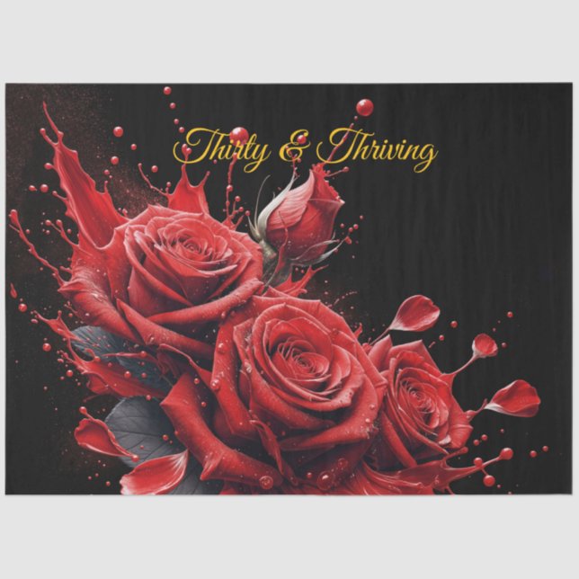 Eleganter 30. Geburtstag - Rose in Bloom Seidenpapier (Vorderseite)