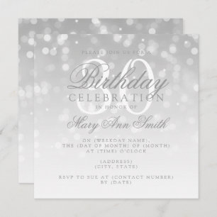 Eleganter 30. Geburtstag silberne Bokeh Einladung