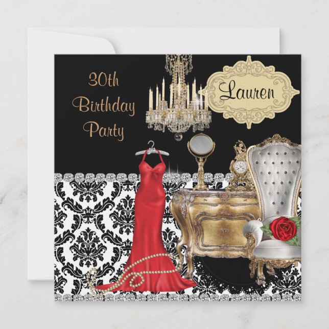 Eleganter 30. GEBURTSTAG VINTAGE BLING Einladung (Vorderseite)