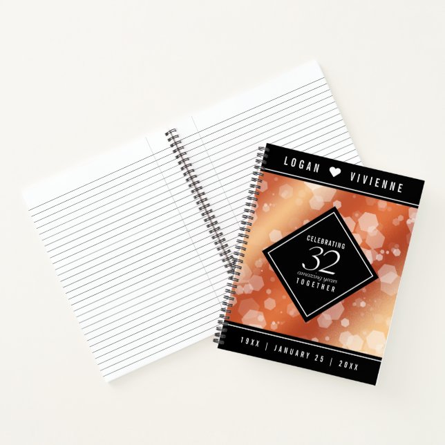 Eleganter 32. Geburtstag der Bronze Notizbuch (Innenseite)