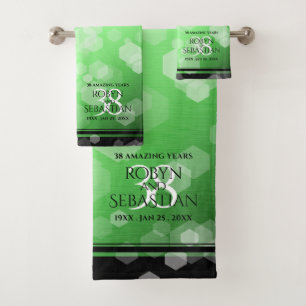 Eleganter 38. Smaragd-Hochzeitstag Badhandtuch Set